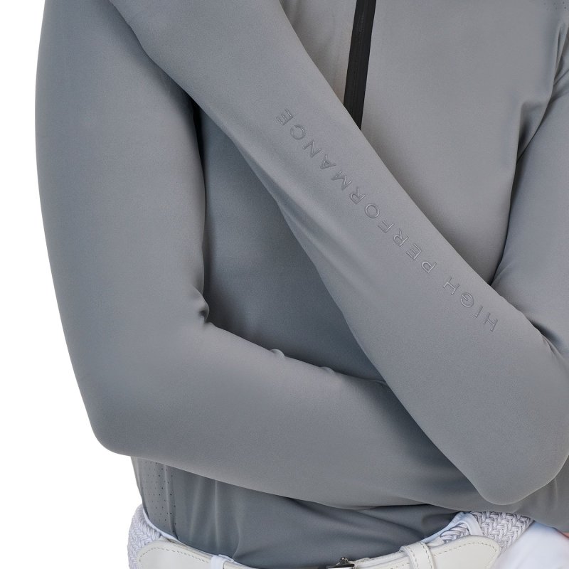 Equestro Polo concorso donna Ridertechnology 2.0 manica lunga e zip - MOCKINGBIRD (18-4015)