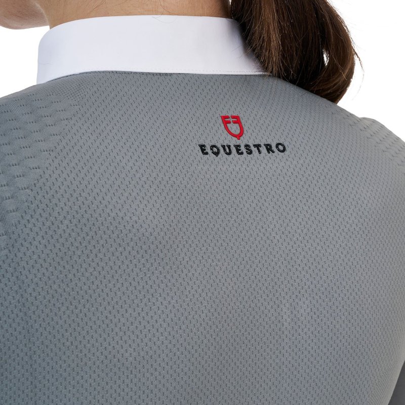 Equestro Polo concorso donna Ridertechnology 2.0 manica lunga e zip - MOCKINGBIRD (18-4015)