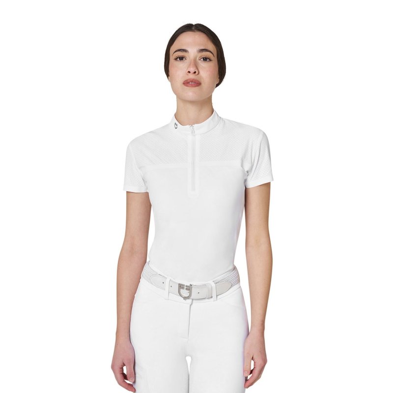 Equestro Polo concorso donna Ridertechnology 2.0 tessuto traforato - Bianco
