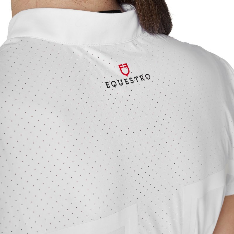Equestro Polo concorso donna Ridertechnology 2.0 tessuto traforato - Bianco