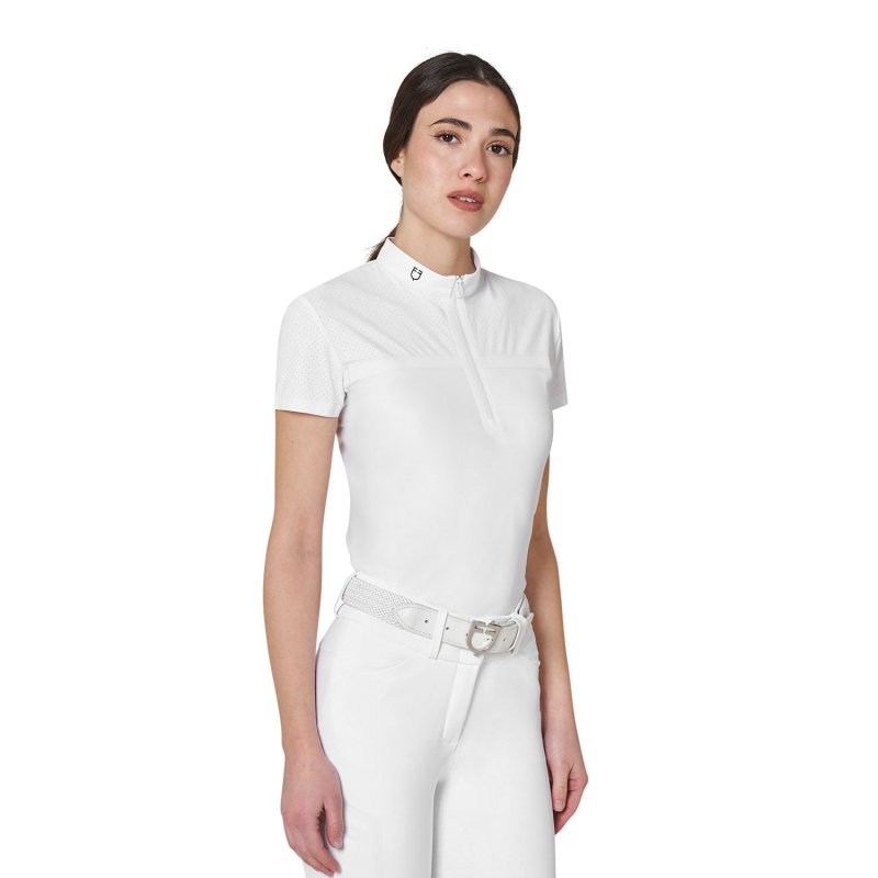 Equestro Polo concorso donna Ridertechnology 2.0 tessuto traforato - Bianco