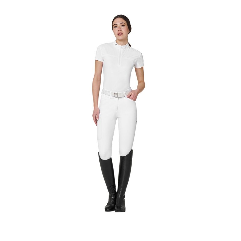 Equestro Polo concorso donna Ridertechnology 2.0 tessuto traforato - Bianco