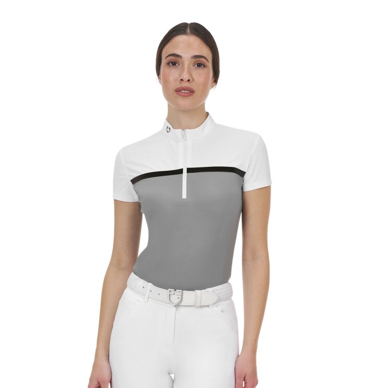 Equestro Polo concorso donna Ridertechnology 2.0 tessuto traforato - Bianco