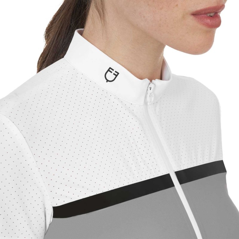 Equestro Polo concorso donna Ridertechnology 2.0 tessuto traforato - Bianco