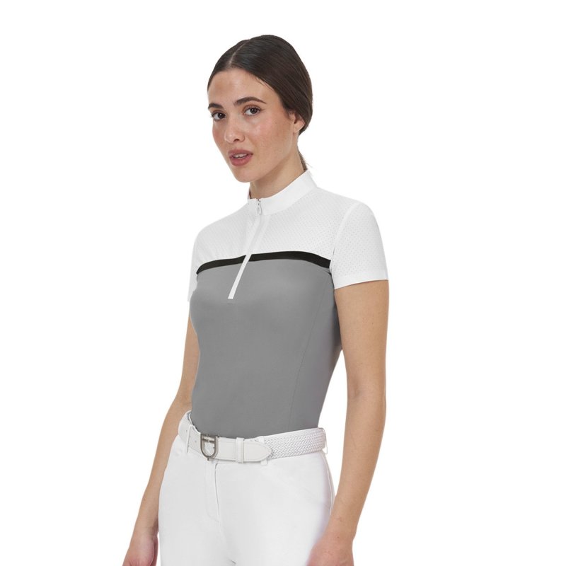 Equestro Polo concorso donna Ridertechnology 2.0 tessuto traforato - Bianco
