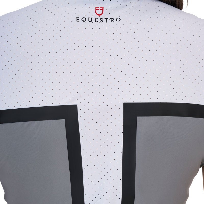 Equestro Polo concorso donna Ridertechnology 2.0 tessuto traforato - Bianco