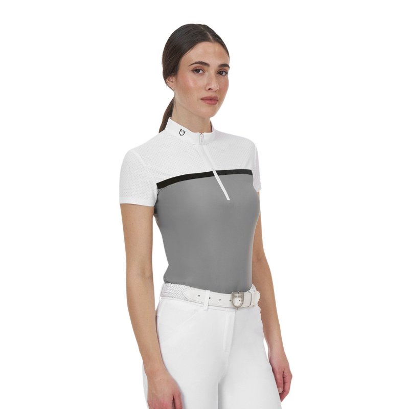 Equestro Polo concorso donna Ridertechnology 2.0 tessuto traforato - Bianco