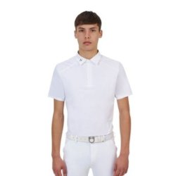 Equestro Polo concorso uomo Ridertechnology 2.0 manica corta bottoni - Bianco