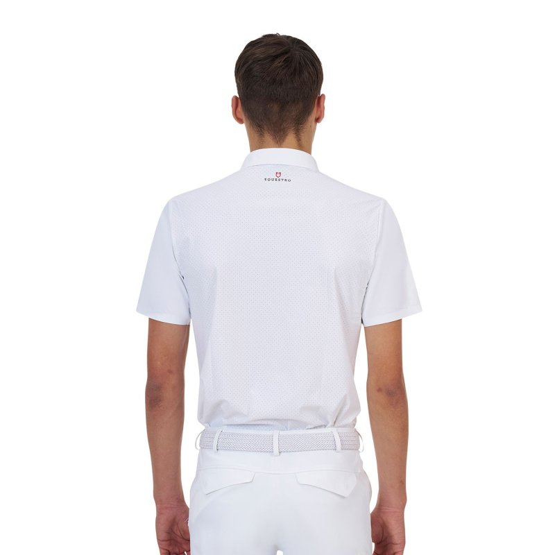 Equestro Polo concorso uomo Ridertechnology 2.0 manica corta bottoni - Bianco