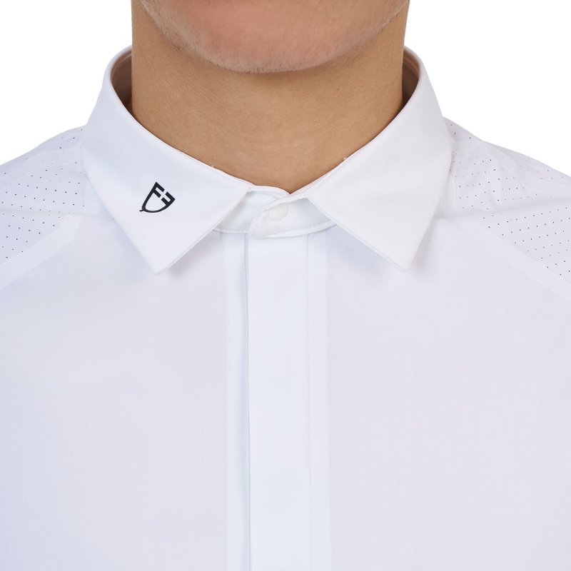 Equestro Polo concorso uomo Ridertechnology 2.0 manica corta bottoni - Bianco