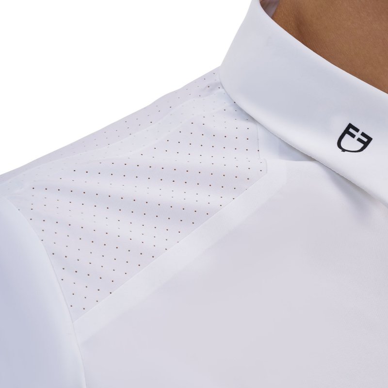 Equestro Polo concorso uomo Ridertechnology 2.0 manica corta bottoni - Bianco