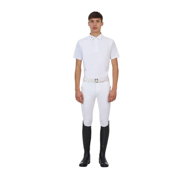 Equestro Polo concorso uomo Ridertechnology 2.0 manica corta bottoni - Bianco