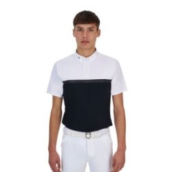 Equestro Polo concorso uomo Ridertechnology 2.0 manica corta e zip - Nero