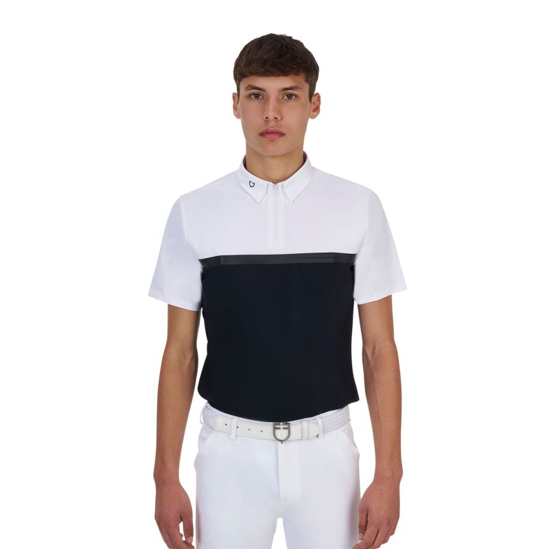 Equestro Polo concorso uomo Ridertechnology 2.0 manica corta e zip - Nero