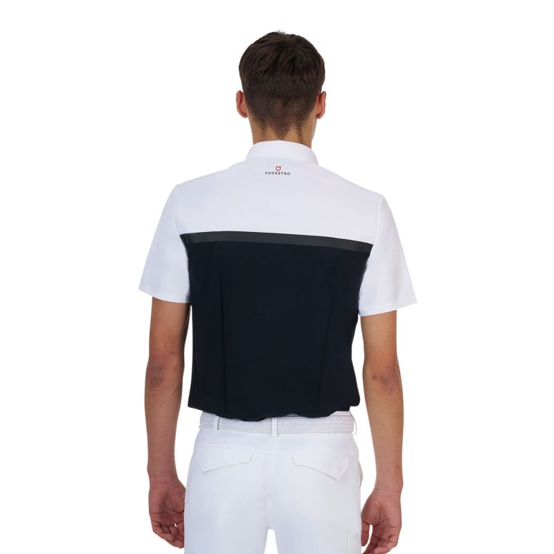 Equestro Polo concorso uomo Ridertechnology 2.0 manica corta e zip - Nero
