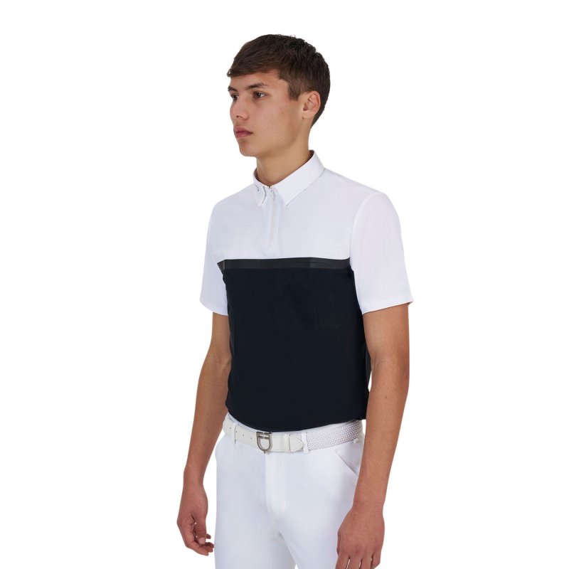 Equestro Polo concorso uomo Ridertechnology 2.0 manica corta e zip - Nero