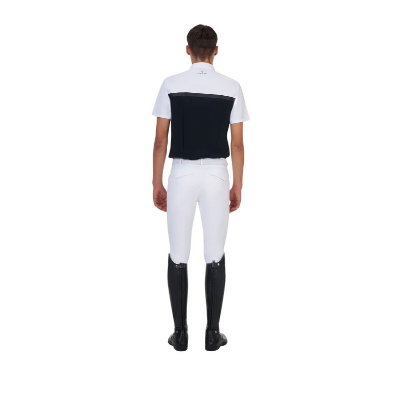 Equestro Polo concorso uomo Ridertechnology 2.0 manica corta e zip - Nero