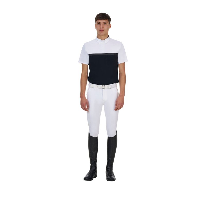 Equestro Polo concorso uomo Ridertechnology 2.0 manica corta e zip - Nero