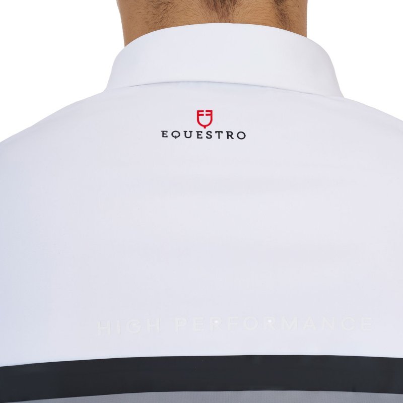 Equestro Polo concorso uomo Ridertechnology 2.0 manica corta e zip - Bianco