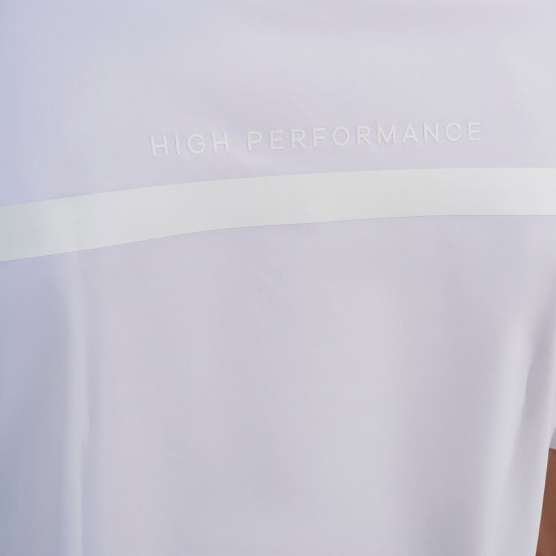 Equestro Polo concorso uomo Ridertechnology 2.0 manica corta e zip - Bianco