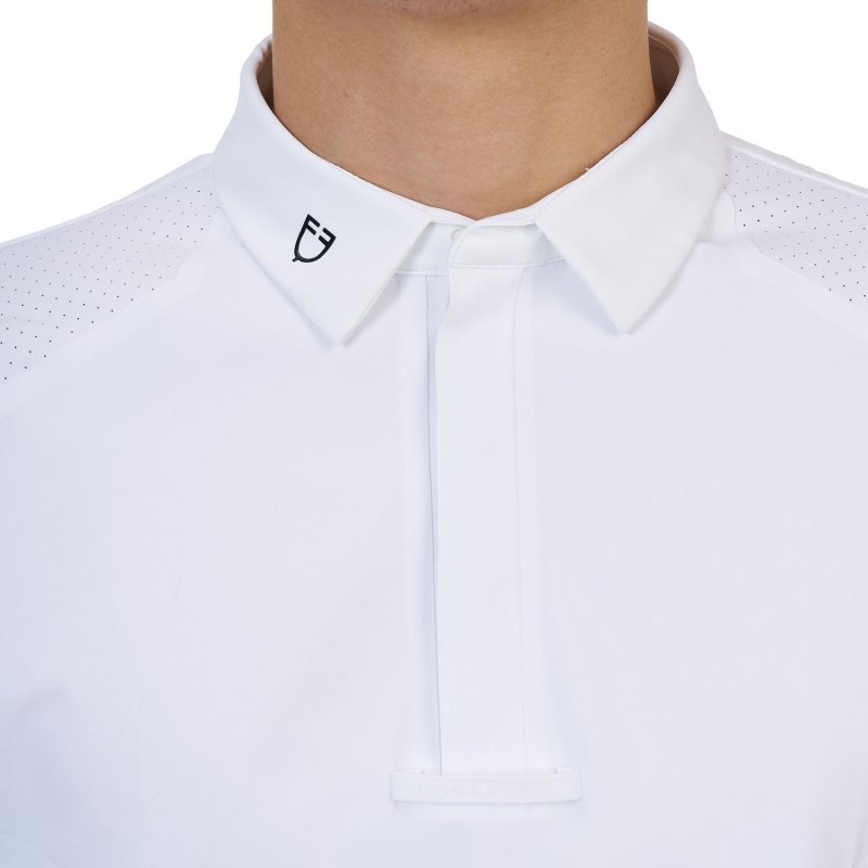 Equestro Polo concorso uomo Ridertechnology 2.0 manica lunga bottoni - Bianco