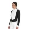 Equestro Polo donna concorso a maniche lunghe e zip - Nero