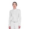 Equestro Polo donna concorso a maniche lunghe e zip - Bianco