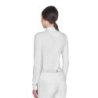 Equestro Polo donna concorso a maniche lunghe e zip - Bianco
