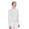 Equestro Polo donna concorso a maniche lunghe e zip - Bianco