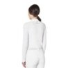 Equestro Polo donna slim fit da concorso con inserti mesh leopardati - Bianco