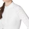 Equestro Polo donna slim fit da concorso con inserti mesh leopardati - Bianco