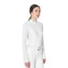 Equestro Polo donna slim fit da concorso con inserti mesh leopardati - Bianco