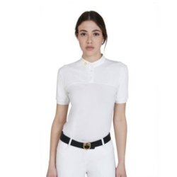 Equestro Polo donna slim fit tessuto tecnico e mesh - Bianco