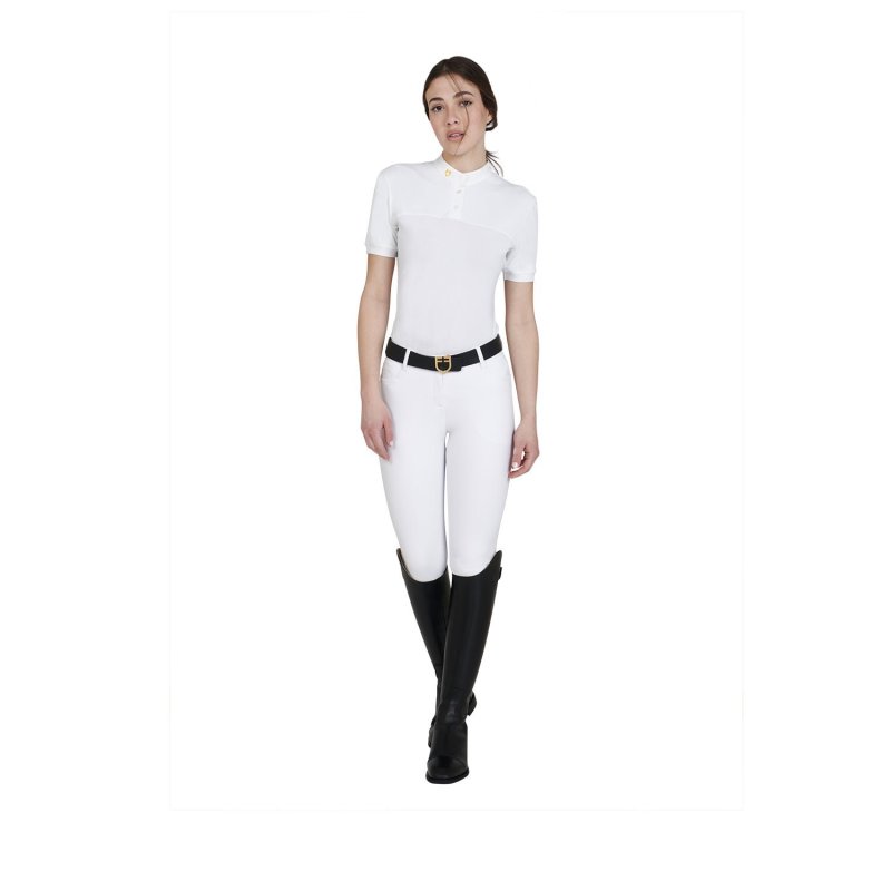 Equestro Polo donna slim fit tessuto tecnico e mesh - Bianco