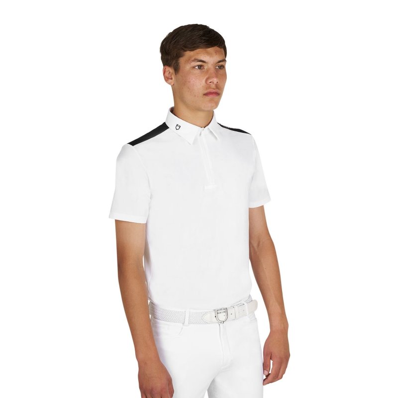Equestro Polo uomo concorso slim fit mezza manica - Bianco
