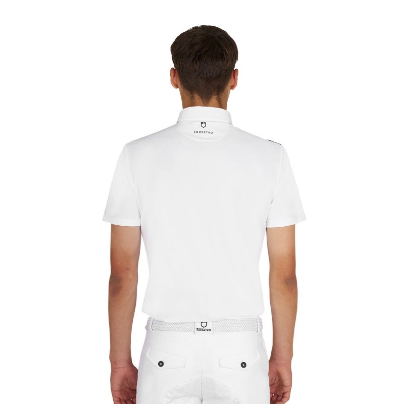 Equestro Polo uomo concorso slim fit mezza manica - Bianco
