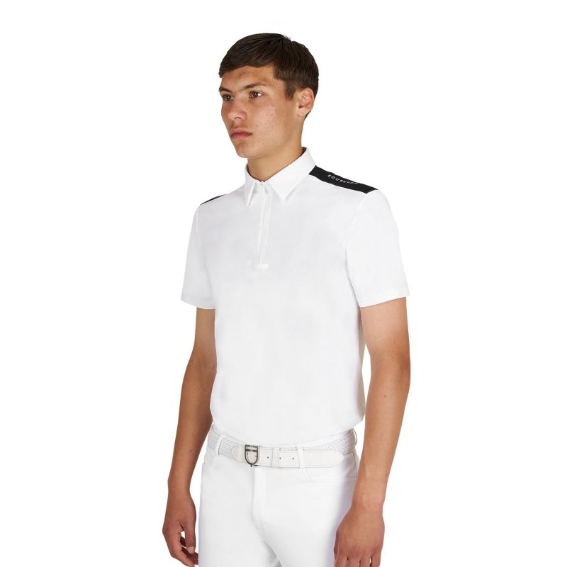 Equestro Polo uomo concorso slim fit mezza manica - Bianco