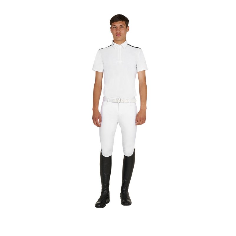 Equestro Polo uomo concorso slim fit mezza manica - Bianco