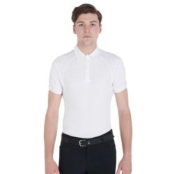 Equestro Polo uomo da concorso slim fit quattro bottoni - Bianco