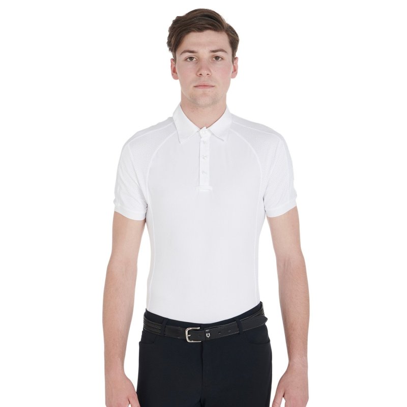 Equestro Polo uomo da concorso slim fit quattro bottoni - Bianco