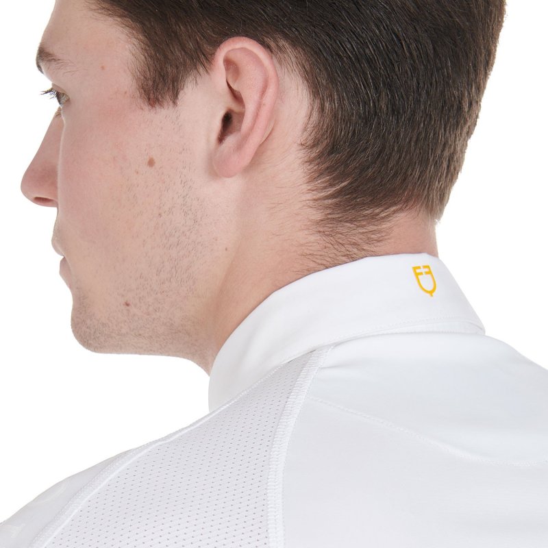Equestro Polo uomo da concorso slim fit quattro bottoni - Bianco
