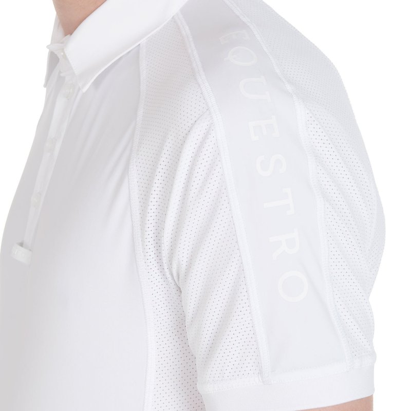 Equestro Polo uomo da concorso slim fit quattro bottoni - Bianco
