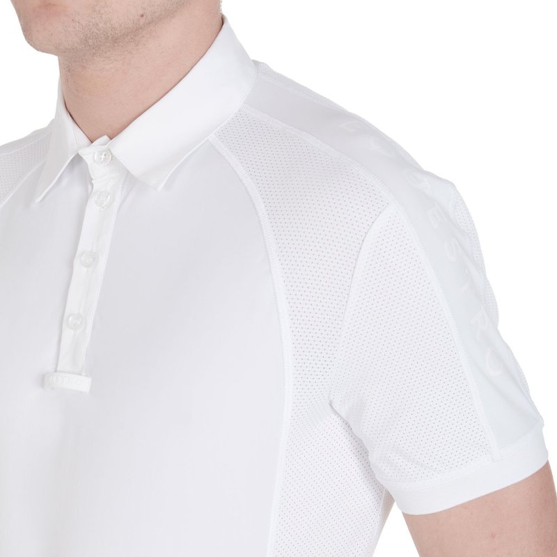Equestro Polo uomo da concorso slim fit quattro bottoni - Bianco