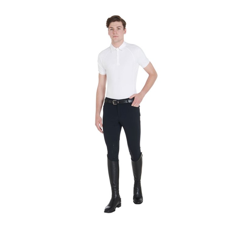 Equestro Polo uomo da concorso slim fit quattro bottoni - Bianco