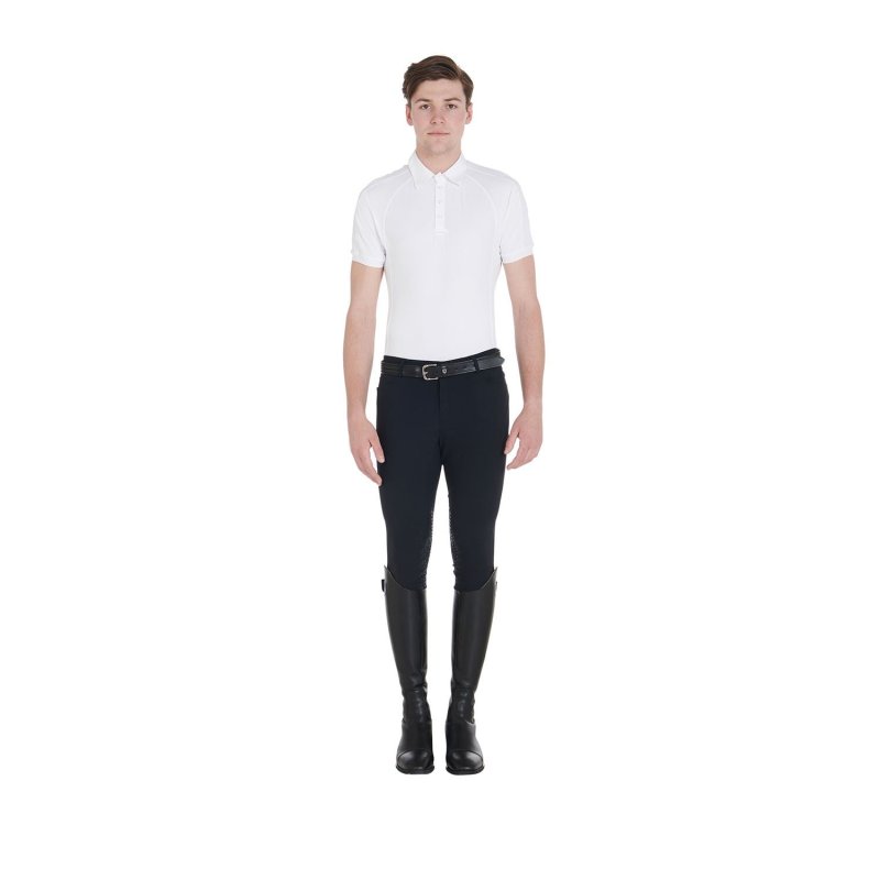 Equestro Polo uomo da concorso slim fit quattro bottoni - Bianco
