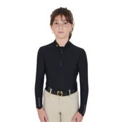 Equestro Base layer bambina a manica lunga da allenamento - Nero