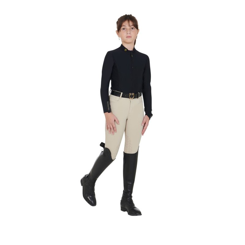 Equestro Base layer bambina a manica lunga da allenamento - Nero