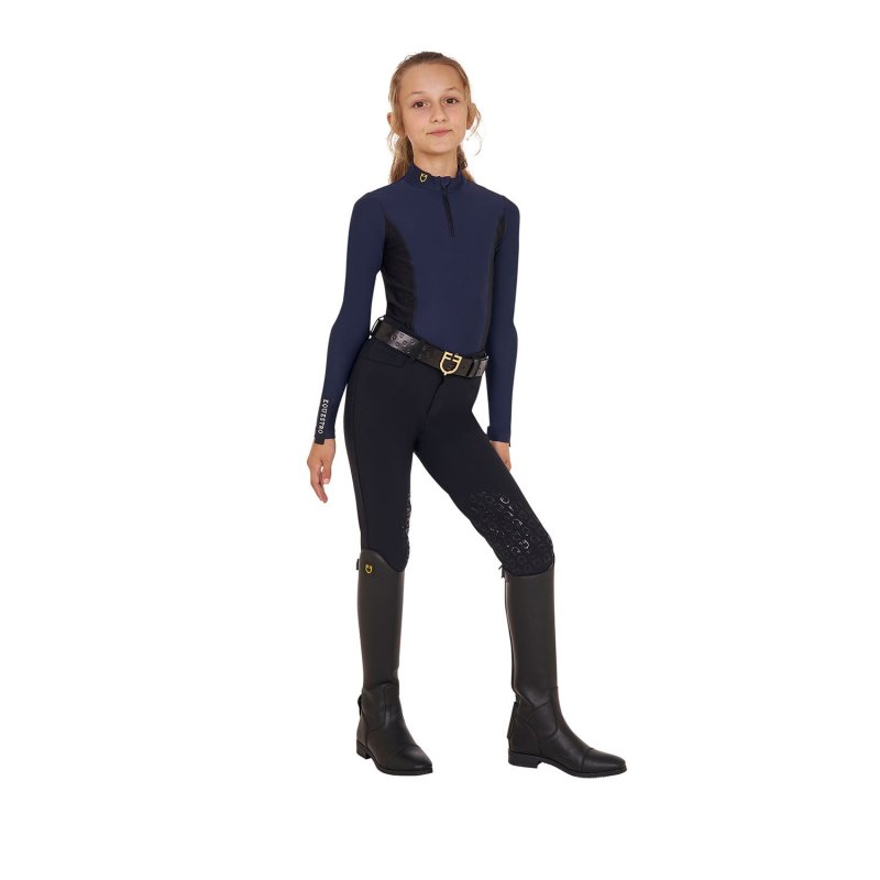 Equestro Base layer bambina a manica lunga da allenamento - Blu navy