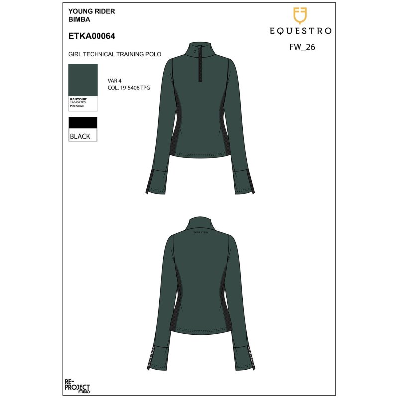 Equestro Base layer bambina a manica lunga da allenamento - PINE GROVE (19-5406)