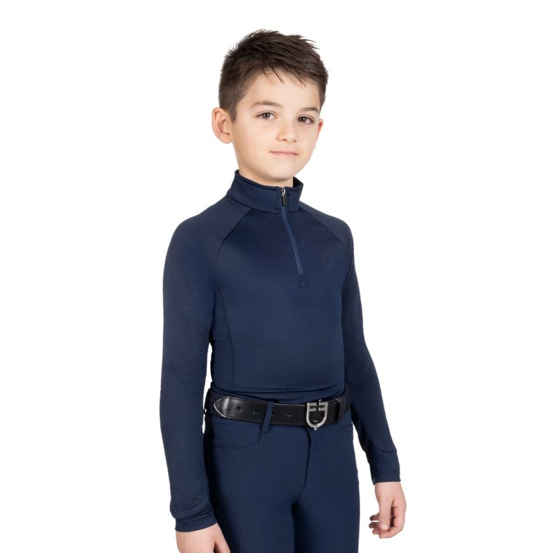 Equestro Base layer bambini unisex in tessuto tecnico - Blu navy